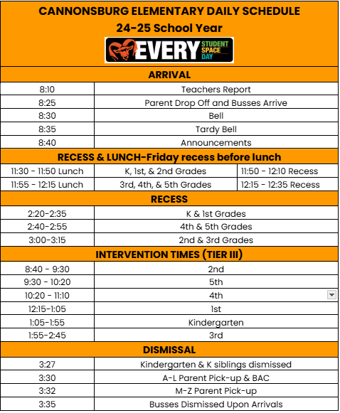 Daily Schedules 2024-25