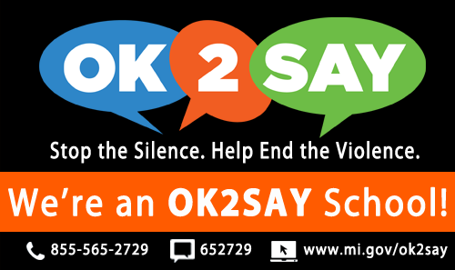 OK2SAY Stop the Silence. Help End the Violenc. We're an OK2SAY School! 